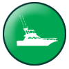 white boat on green circle background