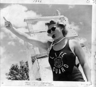 Historic photo of a Rhode Island lifeguard