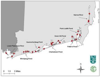 coastal pond seine sampling locations map