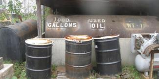 Used oil drums