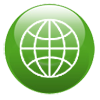 white on green globe icon