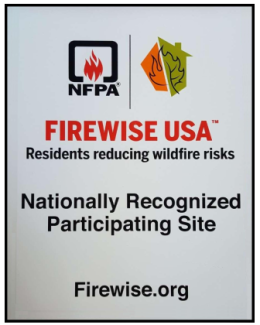 Firewise USA sign designating Nationally Recognized Participating Site
