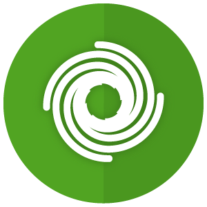white circular swirl on green background