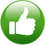 white thumbs up on green background