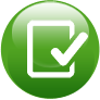 white checkmark on white outlined square on green background