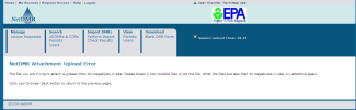 NetDMR Attachment Upload Error screen shot