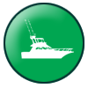 white boat on green circle background