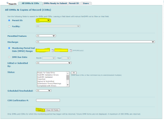 DMR Search and Data Entry screen shot