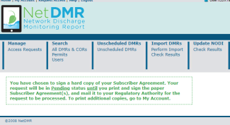 How to Print the NetDMR Subscriber Agreement screen shot