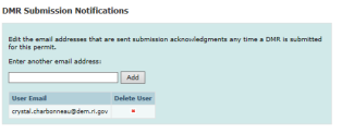 DMR Submission Notification screen shot