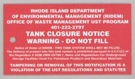 Tank Closure Notice Warning
