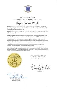Governor Dan McKee Proclamation: SepticSmart Week 2022