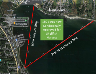 Map of conditionally approved area in Greenwich Bay