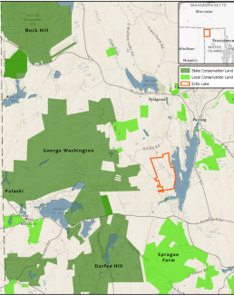 Map delineating the property edges of the Echo Lake Property