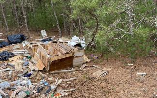 Pile of solid waste dumped at Big River Management Area in West Greenwich