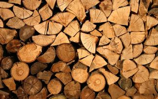 Stock image of stacked, cut wood