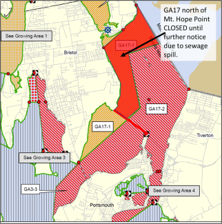 Shellfish harvest area closure map