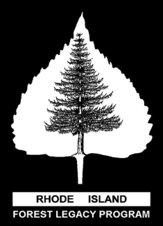 Logo of Rhode Island Forest Legacy Program with an evergreen tree within a leaf