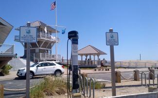 Electric vehicle charging stations at East Matunuck State Beach