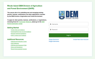 Screenshot of the DAFE permit application portal