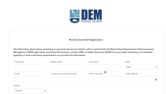 Screenshot of self registration form