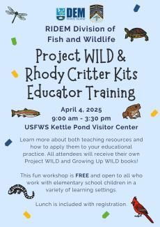 A flyer for the Project WILD and Rhody Critter Kits educator workshop