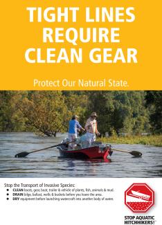 Invasive aquatic plant poster: "Tight Lines"