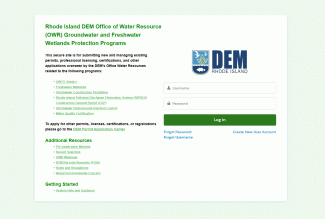 Screenshot of the OWR permit portal homepage