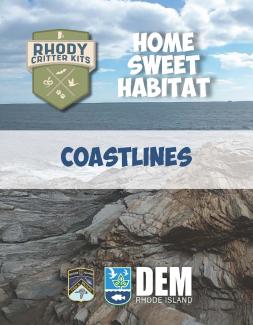A rocky coast on the cover of the Rhody Critter Kits Home Sweet Habitat: Coastlines educator packet