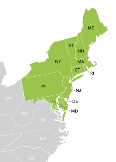map of the regional greenhouse gas initiative states