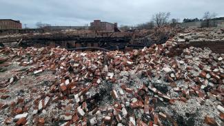 Example of a brownfield site with bricks and rubble showing a former industrial site sitting vacant