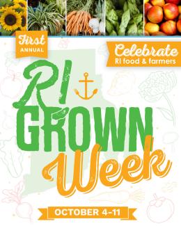 RI Grown Week logo and photos of local food