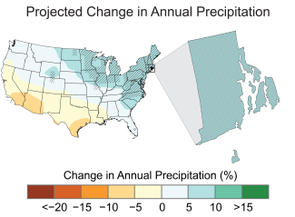 projected change in annual precipitation, rhode island