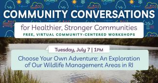 Community Conversations header with a scenic shot of Beach Pond